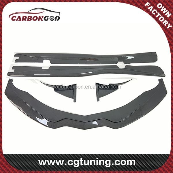 Carbon Fiber Front Bumper Splitter Lip ກັບ Canards Side Skirt Bodykit ສໍາລັບ Corvette C7 Z06