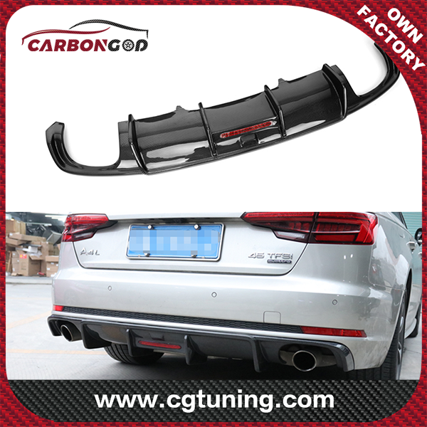 S4 Carbon Rear Bumper Lip Diffuser With LED Light For Audi A4 Sline S4 B9 2017 2018 2019